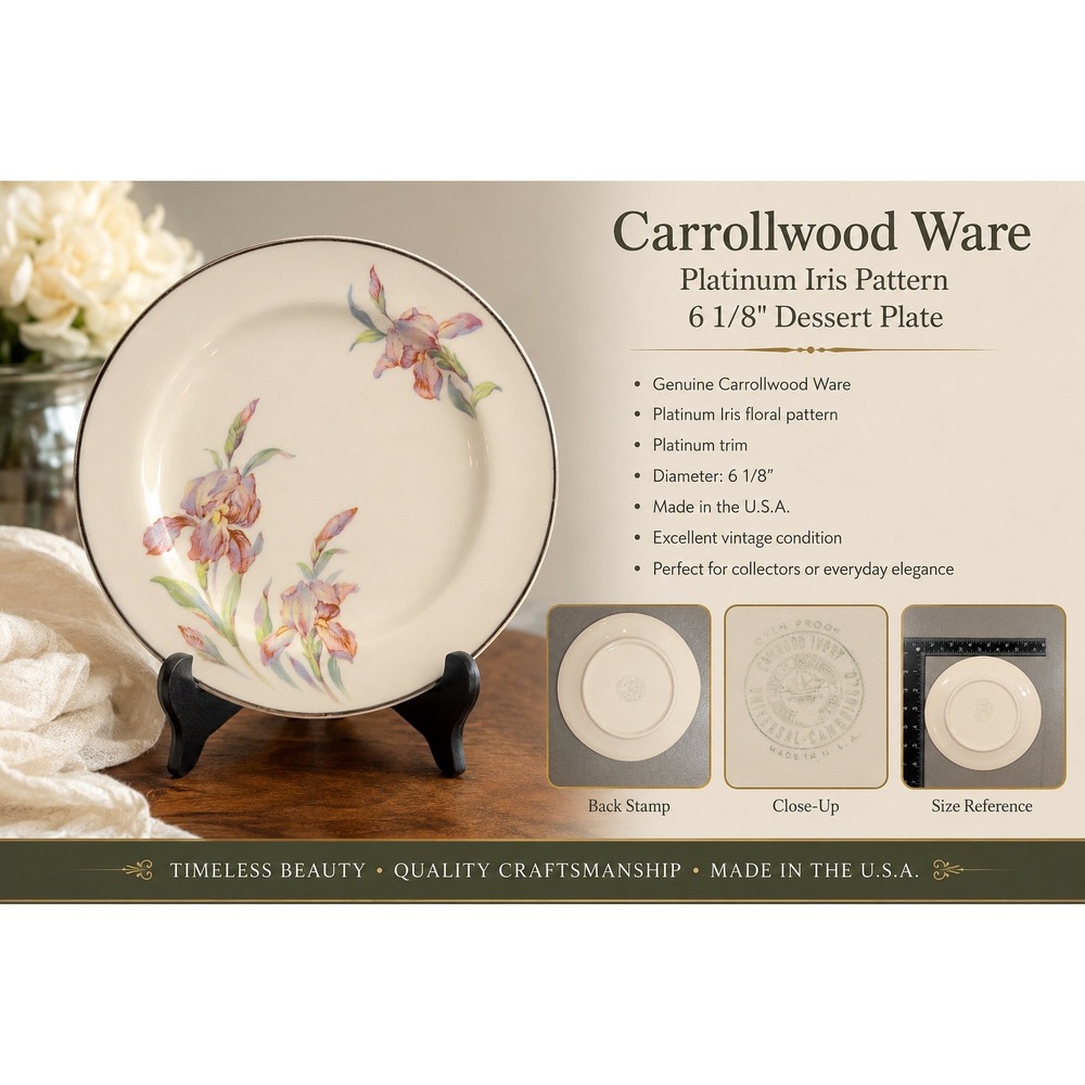 Universal Potteries Camwood‎ Ivory Iris Floral Bread Butter Plate 6.25 Inch VTG
